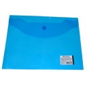 Папка-конверт с кнопкой BRAUBERG А5 240*190мм, прозрачная, синяя, 0,15мм, 224027 оптом