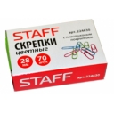Скрепки STAFF эконом, 28 мм, цветные, 70 шт. в карт.коробке оптом