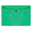 Папка-конверт на кнопке СТАММ, А4, 150мкм, прозрачная, зеленая оптом