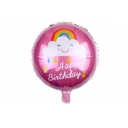 Шар фольгированный 16" "С днём рождения!", радуга в облаках, цвет розовый оптом