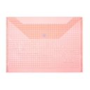 Папка-конверт на кнопке, формат А4, 80 мкр, «Клетка», тонированная, красная оптом