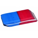 Ластик комбинированный красно-синий скошенный малый 39 х 15 х 6 мм (штрихкод на штуке) оптом
