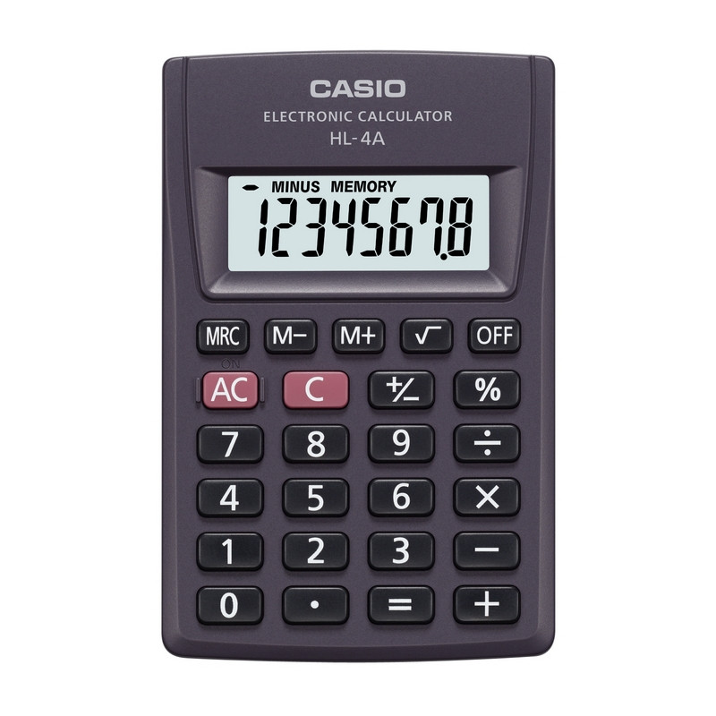 Калькулятор CASIO карман. HL-4А 8 разряд., крупн.диспл. батарей оптом