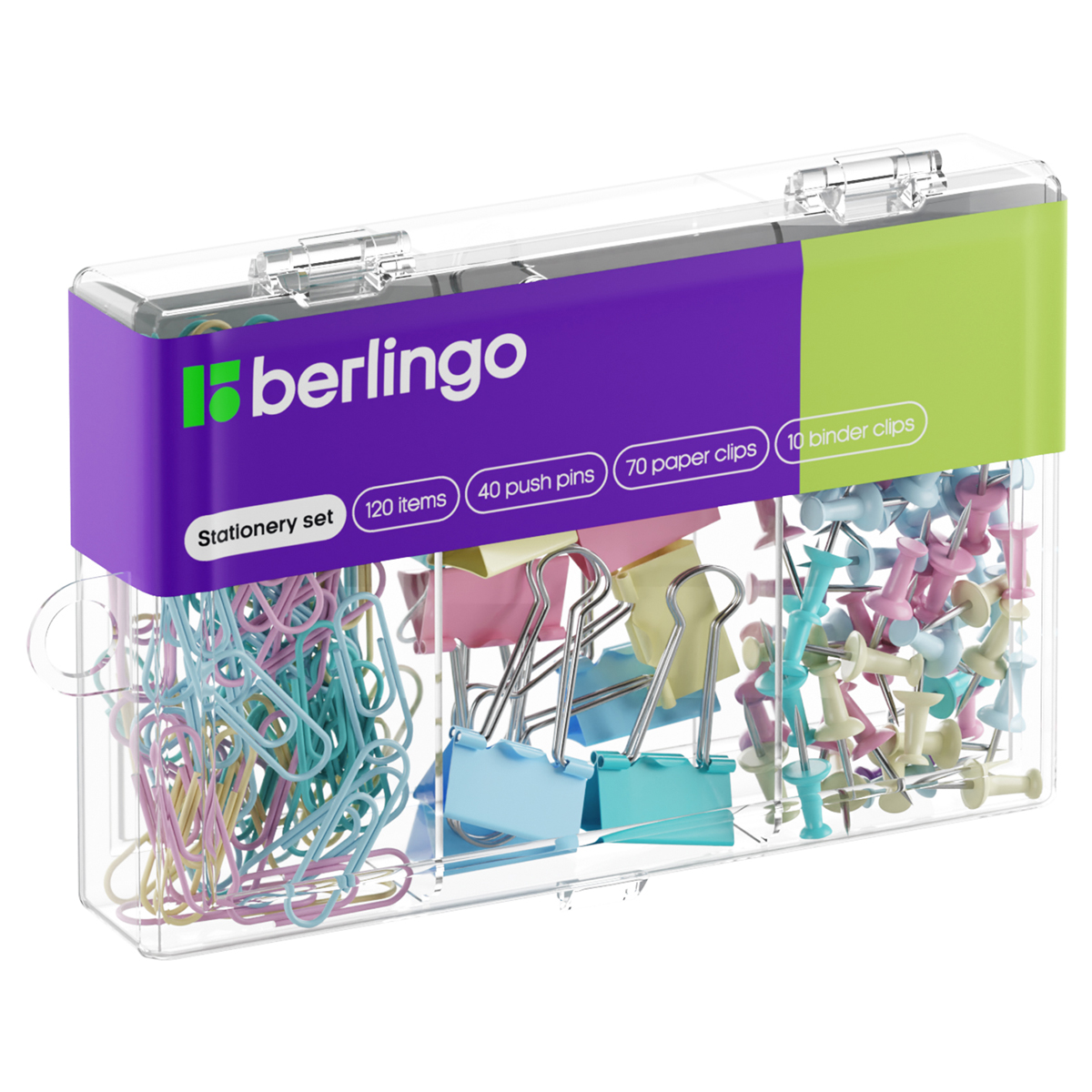 Набор мелкоофисных принадлежностей Berlingo, 120 предметов, ассорти пастель, пластиковая упаковка оптом
