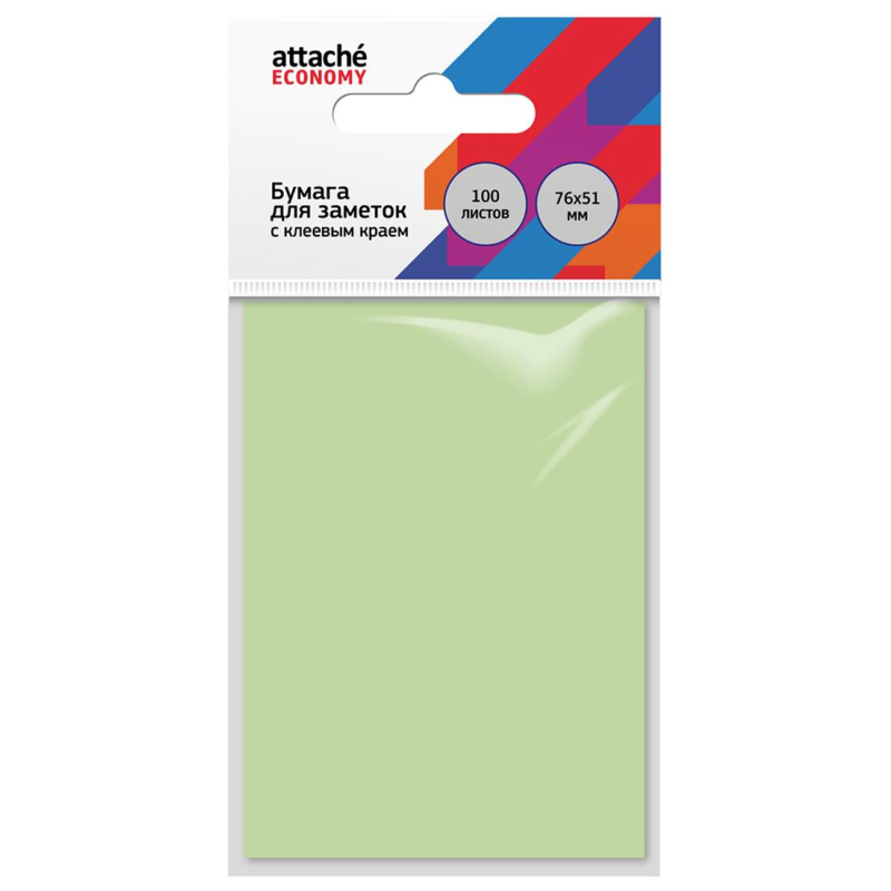 Бумага для заметок с клеевым краем Economy 76x51 мм, 100 л, пастел. Зеленый оптом