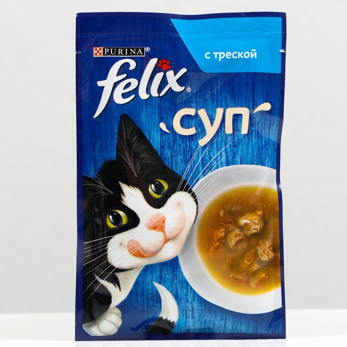 Влажный корм FELIX Суп с треской, для кошек, 48 г оптом