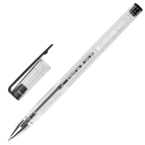 Ручка гелевая STAFF "Basic" GP-789, ЧЕРНАЯ, корпус прозрачный, хромированные детали, узел 0,5 мм, 142789 оптом