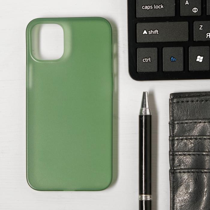 Чехол LuazON для телефона iPhone 12 mini, пластиковый, тонкий, прозрачный зеленый оптом