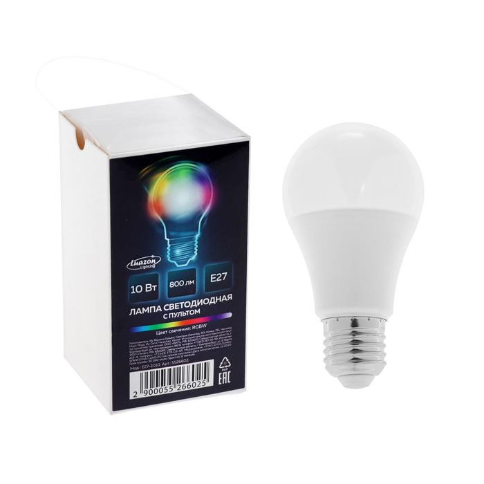 Лампа светодиодная RGB+W, с пультом , А60, 10 Вт, 800 Лм, Е27, 220 В оптом