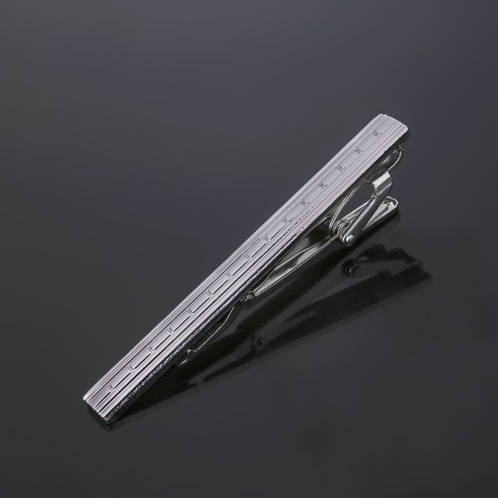 Зажим для галстука стальной "Классический" пунктир, цвет серебро оптом