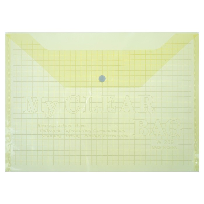 Папка-конверт на кнопке Calligrata "Клетка" А4, 120 мкм, тонированная, жёлтая оптом