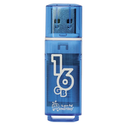 Флеш-диск 16 GB, SMARTBUY Glossy, USB 2.0, синий, SB16GBGS-B оптом