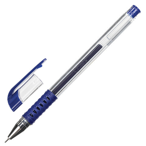 Ручка гелевая с грипом STAFF "Basic Needle" GP-679, СИНЯЯ, игольчатый узел 0,5 мм, линия письма 0,35 мм, 143678 оптом