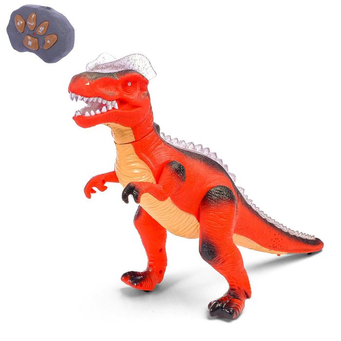 Динозавр радиоуправляемый «T-Rex», световые и звуковые эффекты, работает от батареек, цвет красный оптом