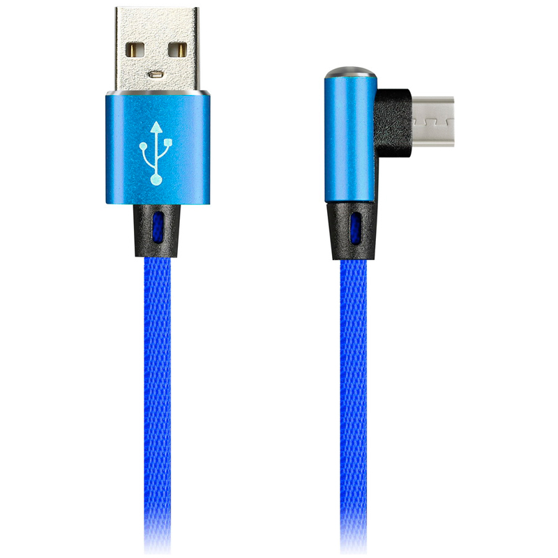Кабель Smartbuy Flow3D L-type, USB2.0 (A) - microUSB (B), 2A output, 1м, голубой оптом