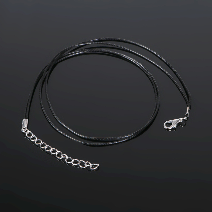 Шнурок вощёный, 43 см с удлинителем, цвет чёрный, JF-010 оптом