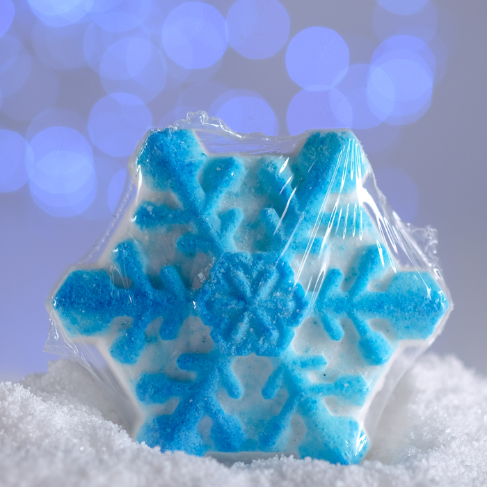 Бурлящая соль для ванн «Снежинка», голубая, с ароматом ванили, 100 г оптом