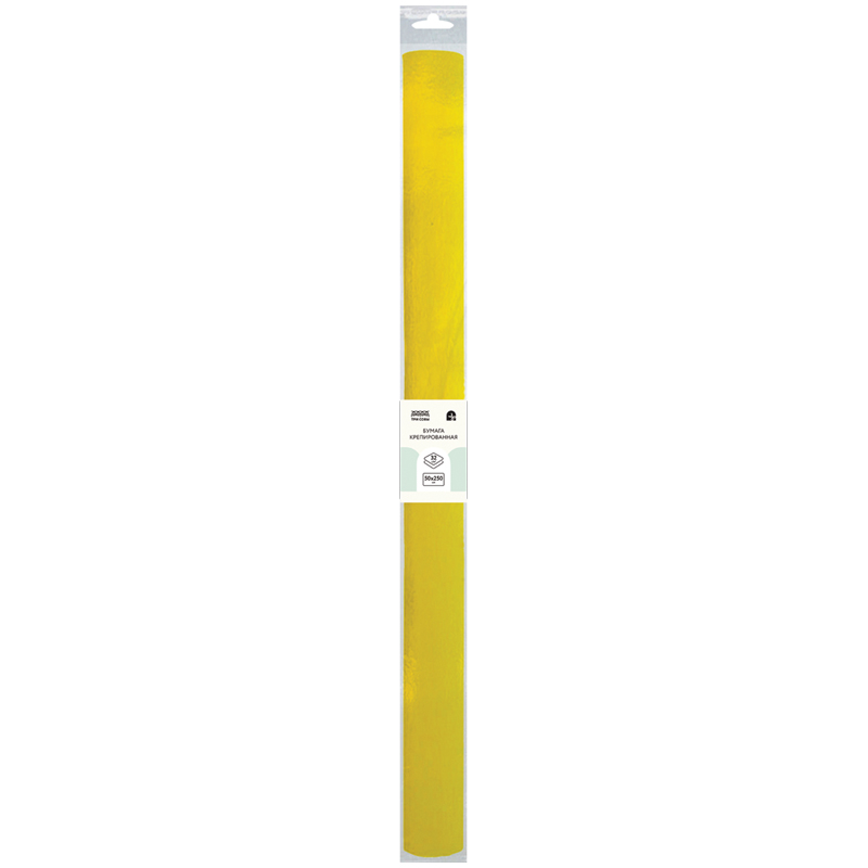 Бумага крепированная ТРИ СОВЫ, 50*250см, 32г/м2, желтая, в рулоне, пакет с европодвесом оптом