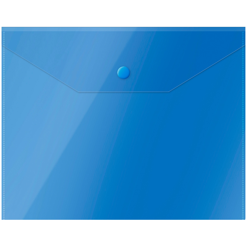 Папка-конверт на кнопке OfficeSpace А5 (190*240мм), 150мкм, пластик, полупрозрачная, синяя оптом