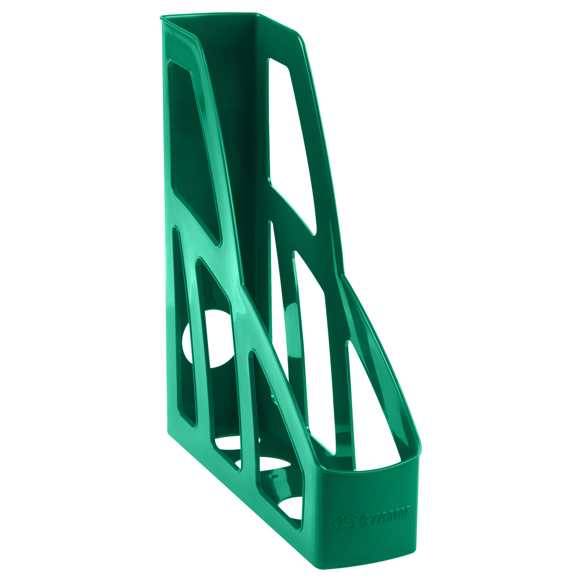 Лоток для бумаг вертикальный СТАММ "Лидер", зеленый, ширина 75мм оптом