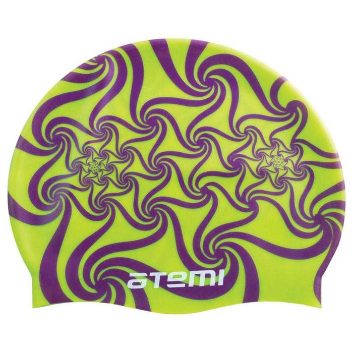 Шапочка для плавания Atemi PSC416, силикон, салатовая «узор» оптом