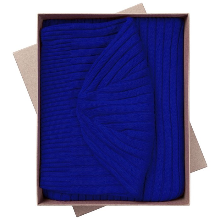 Комплект из шарфа и шапки Stripes, цвет ярко-синий оптом