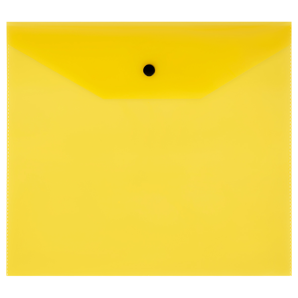 Папка-конверт на кнопке СТАММ А5+, 120мкм, пластик, прозрачная, желтая оптом