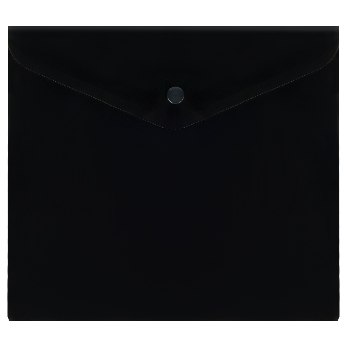Папка-конверт на кнопке СТАММ А5+, 150мкм, пластик, непрозрачная, черная оптом