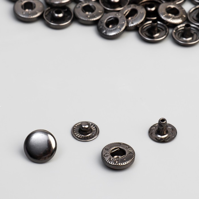 Кнопка S-образная, железная, d = 10 мм, цвет чёрный никель оптом
