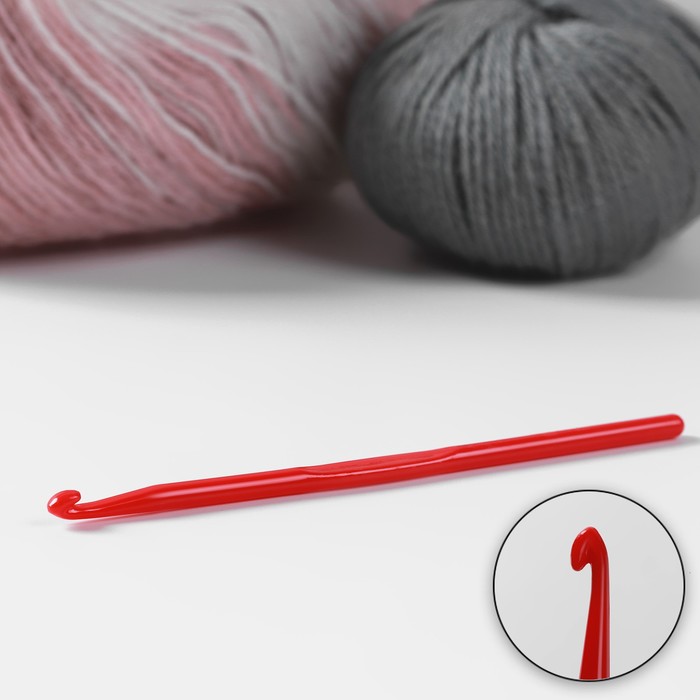 Крючок для вязания, d = 5 мм, 14 см, цвет красный оптом