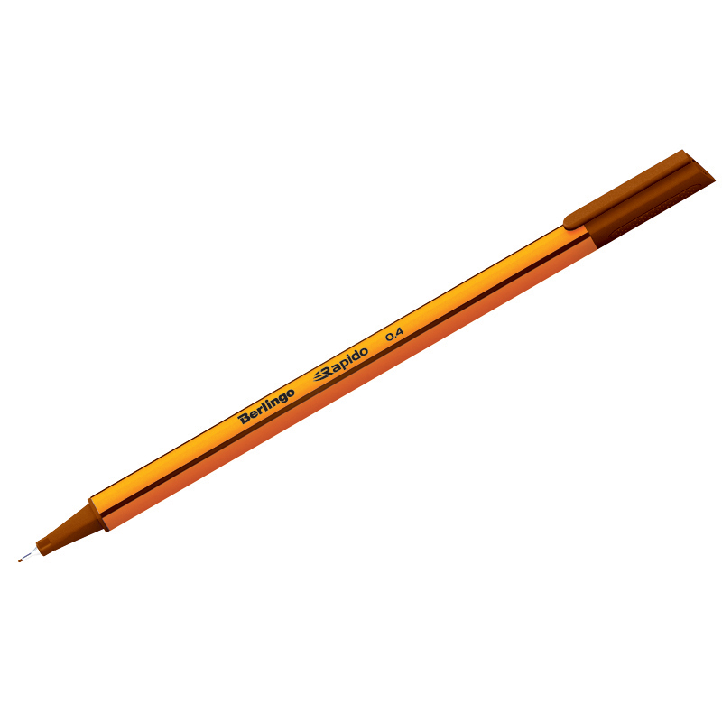 Ручка капиллярная Berlingo "Rapido" коричневая, 0,4мм, трехгранная оптом