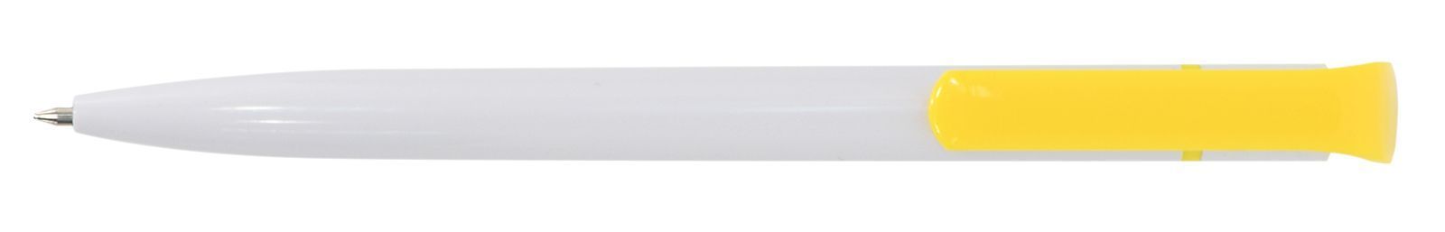 Ручка для логотипа шариковая автоматическая INFORMAT НИКА 0,7 мм, синяя, бело-желтый корпус оптом