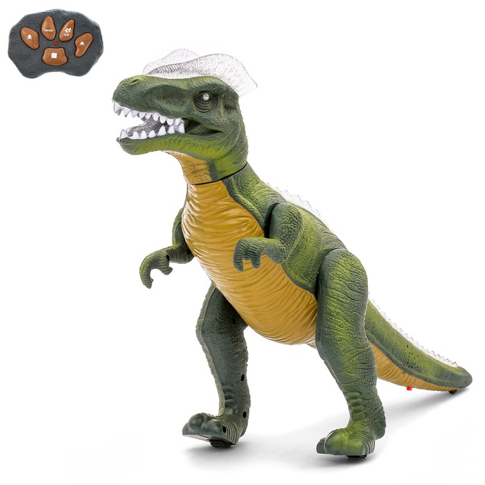 Динозавр радиоуправляемый T-Rex, световые и звуковые эффекты, работает от батареек, цвет зелёный оптом