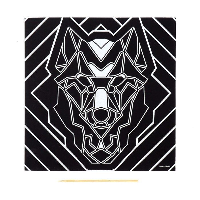 Гравюра «Волк» 19х19 см, с металлическим эффектом «золото» оптом