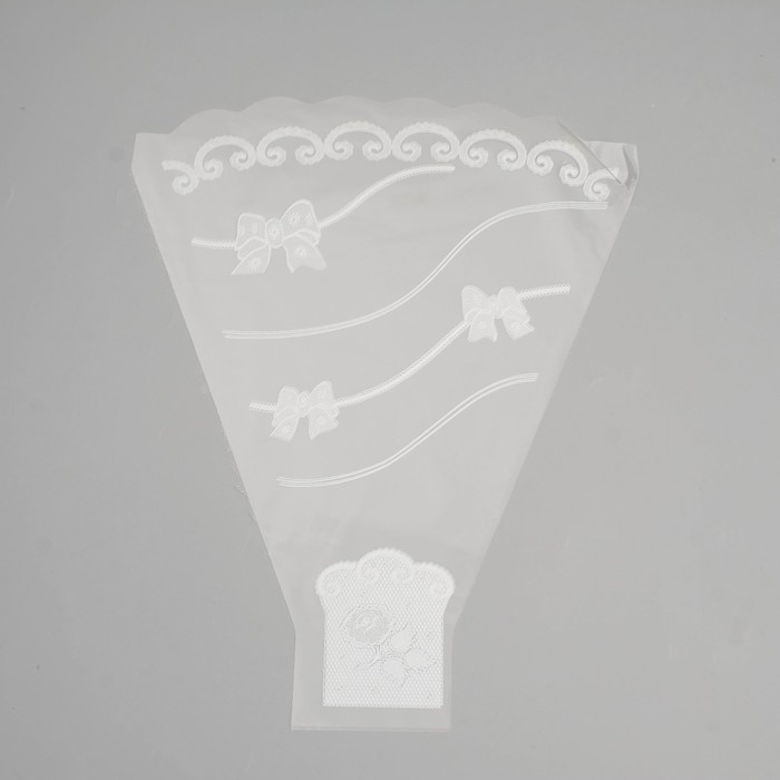 Пакет цветочный рюмка "Бант", белый, 30 х 40 см оптом