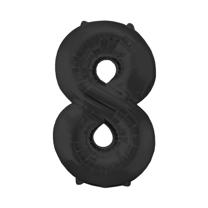 Шар фольгированный 16", цифра 8, индивидуальная упаковка, цвет чёрный оптом