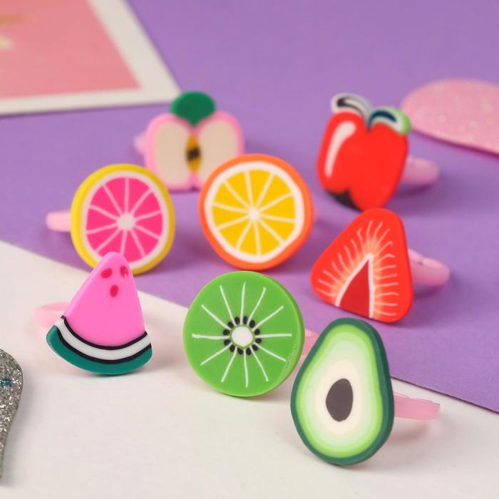 Кольцо детское "Выбражулька" фруктовое ассорти, форма МИКС, цветное, безразмерное оптом