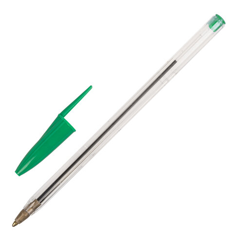 Ручка шариковая STAFF Basic Budget BP-02, письмо 500 м, ЗЕЛЕНАЯ, длина корпуса 13,5 см, линия письма 0,5 мм, 143761 оптом