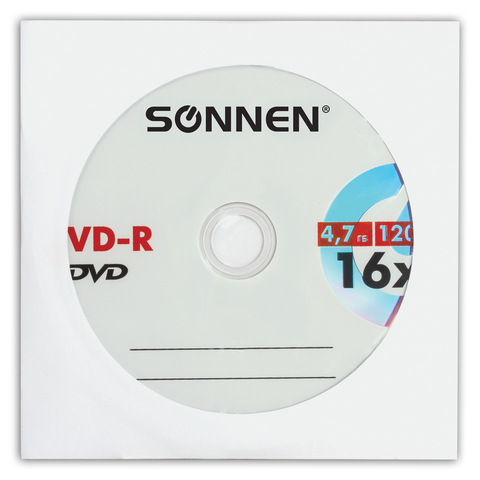 Диск DVD-R SONNEN, 4,7 Gb, 16x, бумажный конверт (1 штука), 512576 оптом