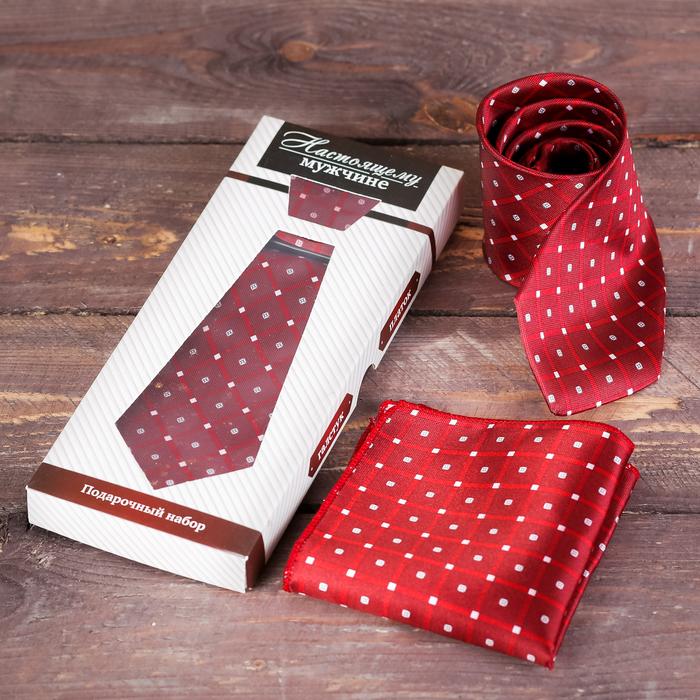 Подарочный набор: галстук и платок "Настоящему мужчине" оптом