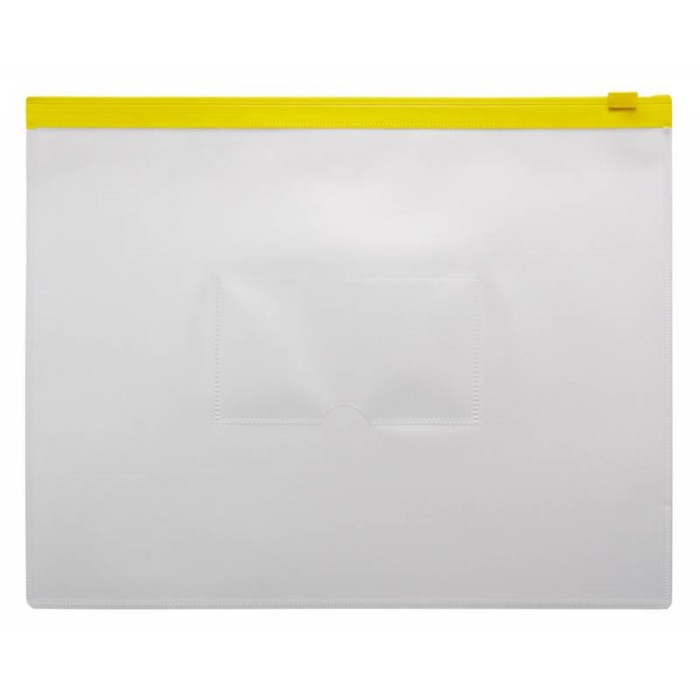 Папка-конверт на ZIP-молнии A5 150 мкм, Calligrata, прозрачная, жёлтая молния оптом