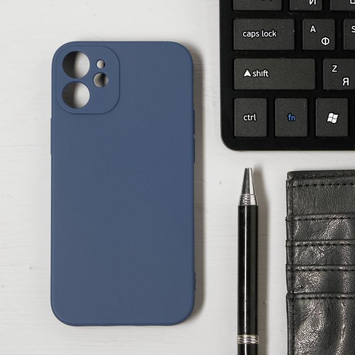 Чехол LuazON для телефона iPhone 12 mini, Soft-touch силикон, глубокий синий оптом