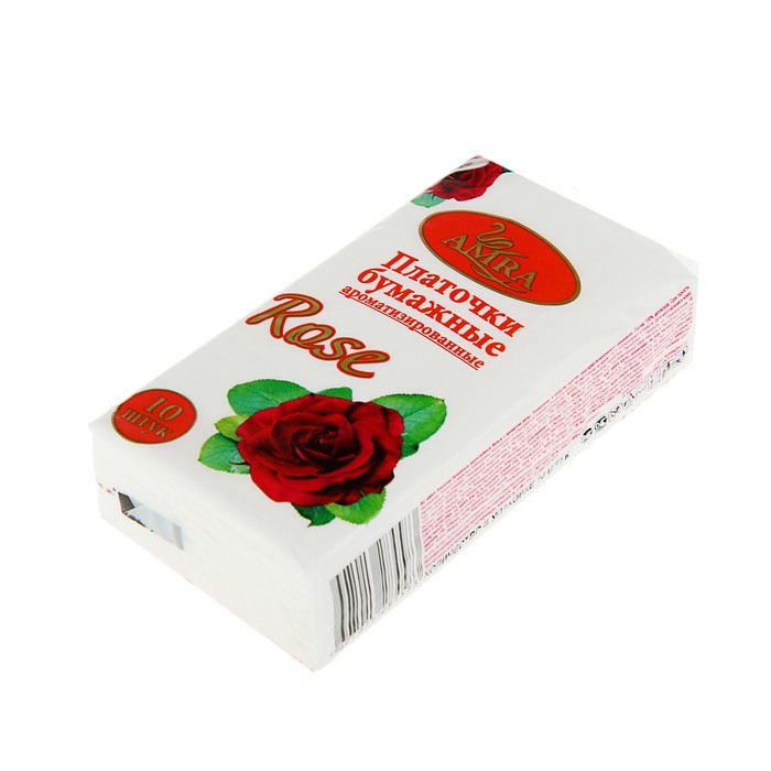 Платочки бумажные AMRA с ароматом розы, 10 шт/уп оптом