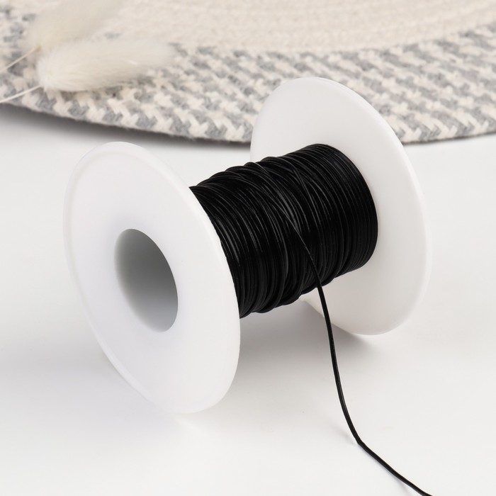 Шнур для плетения, из натуральной кожи, d = 1 мм, 10 ± 0,5 м, цвет чёрный оптом