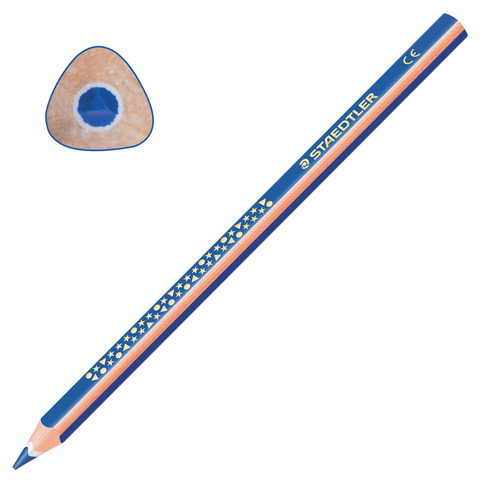 Карандаш цветной утолщенный STAEDTLER "Noris club", 1 шт., трехгранный, грифель 4 мм, синий, 1284-3 оптом