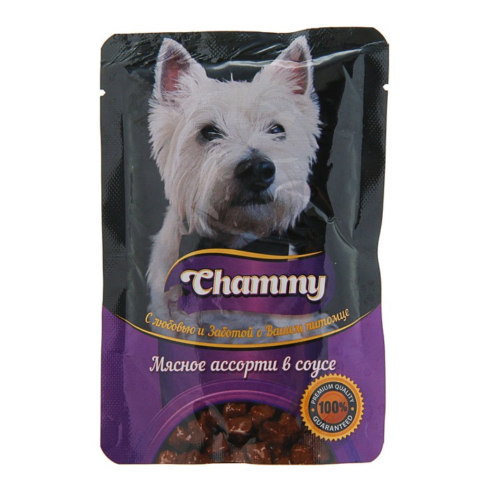 Влажный корм Chammy для собак, мясное ассорти в соусе, 85 г оптом