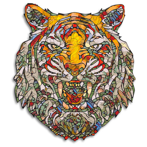 Пазл деревянный "Грозный тигр", 111 фигурных деталей, деревянный короб, FOFA, ST0070 оптом