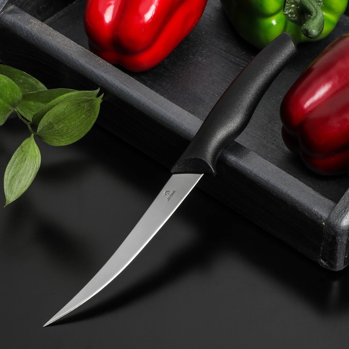 Нож Доляна «Грайм» для томатов, лезвие 11,5 см, цвет чёрный оптом