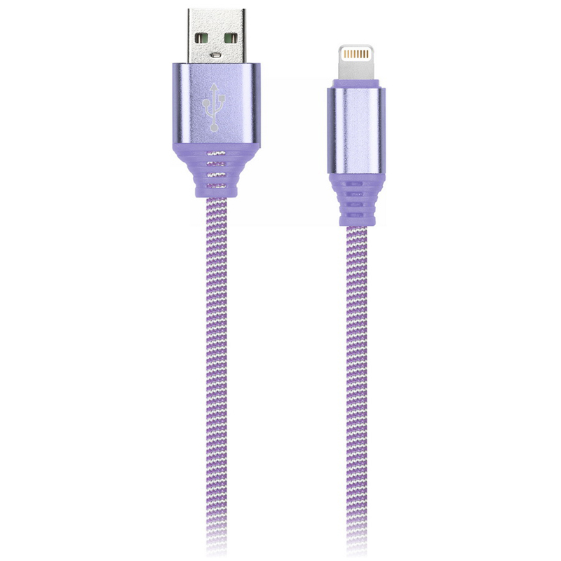 Кабель Smartbuy iK-512NS, USB(AM) - Lightning(M), для Apple, в оплетке, 2A output, 1м, фиолетовый оптом