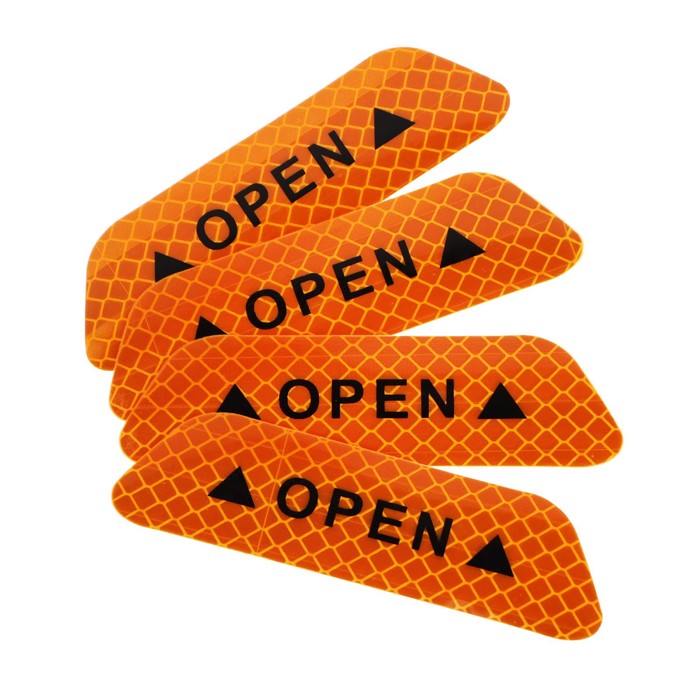 Светоотражающая наклейка "Open", 9,5?2,5 см, желтый, набор 4 шт оптом